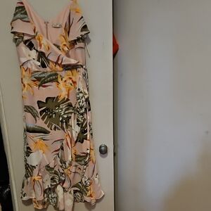 Dex Asymmetrical Dress in Pink and Green